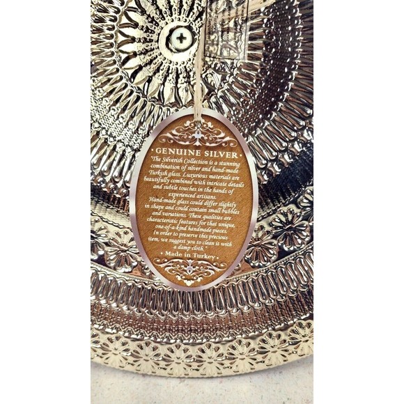 Argent Handmade Purple Silver Glass 2 Tier Serving Tray Stand Made in Turkey - Picture 13 of 15